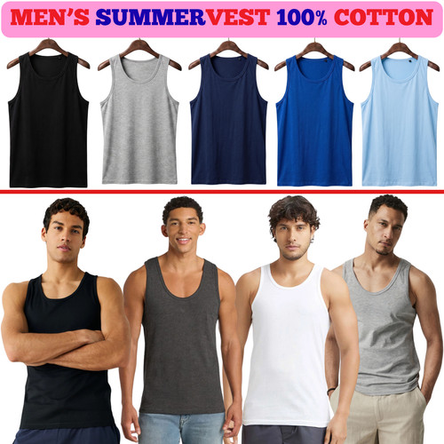 Mens vest tops - vest, cotton