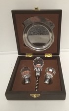 Bar Set Wine Stoppers, Corkscrew & Tray in Presentation Box