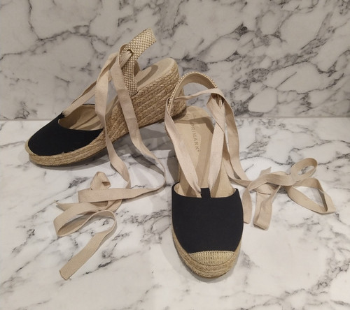 Black beige espadrille - black,