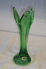 Art Deco Green Glass 8.5" Vase