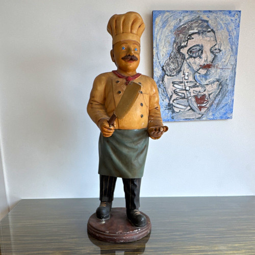 Vintage carved wood chef - vintage,