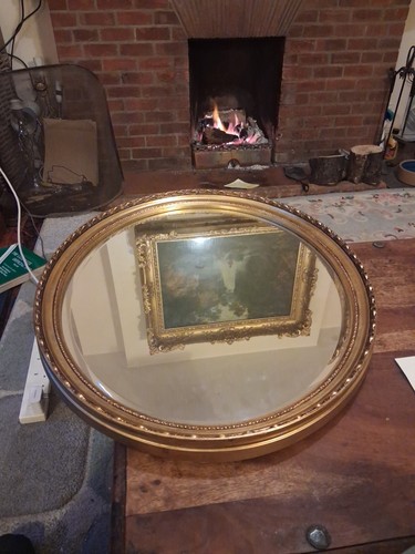 Large oval beveled mirror - beveled,