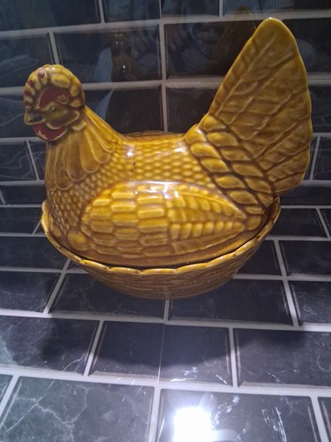 Vintage ceramic hen egg - ceramic,