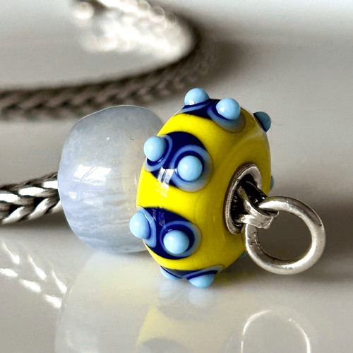 Trollbeads yellow blue bumpy - trollbeads,