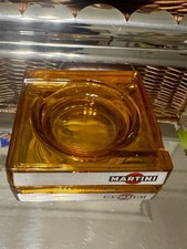 Vintage French Smoked Amber Martini Ashtray Man Cave Pub Bar Retro