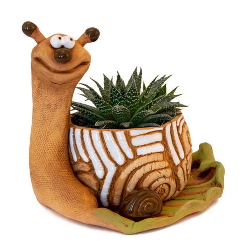 Snail ceramic planter clay - snail,