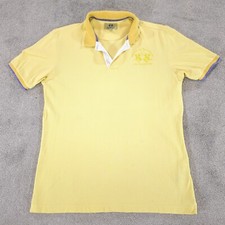La Martina Polo Shirt Mens Large Yellow Regular Short Sleeve Embroidered
