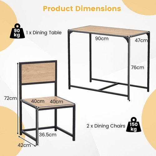 Industrial piece dining set - 3-piece,