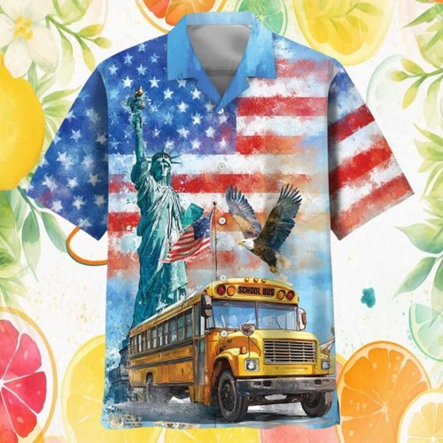 Patriotic american school bus - patriotic,