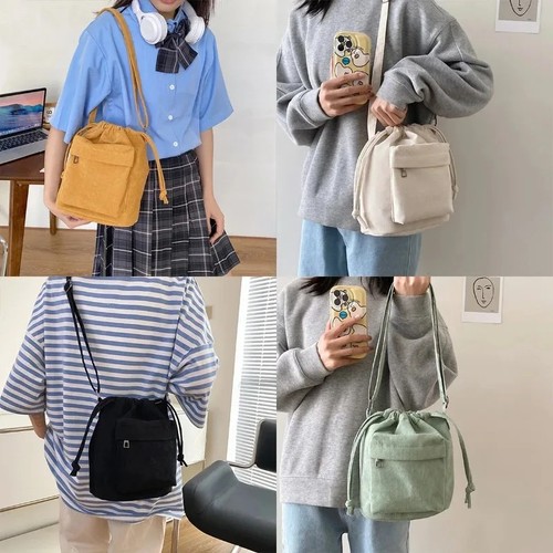Corduroy bucket bag - bag, korean
