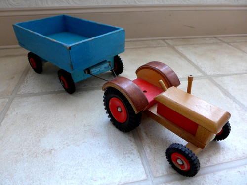 Vintage wooden tractor - tractor, with