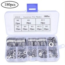 180 x STAINLESS STEEL ASSORTED FLAT WASHERS WASHERS FOR METRIC BOLTS