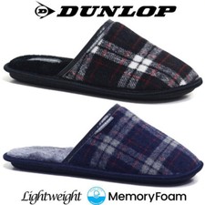 DUNLOP MENS SLIPPERS NEW WINTER WARM FUR COSY LUXURY INDOOR SLIP ON SHOES SIZE