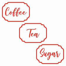 Tea Coffee Sugar Kitchen Jar Canister Labels Vinyl Stickers Various Colours