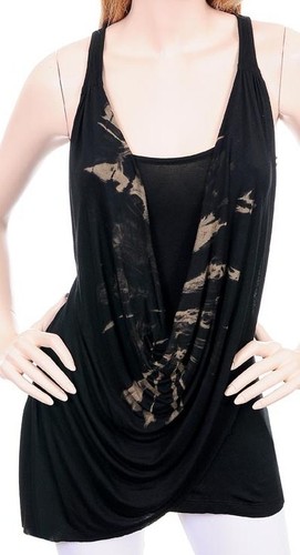 Black sleeveless drape - black,