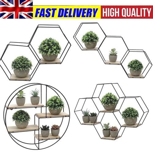 Wall shelves black hexagon - black,