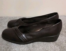 Pavers Comfort Brown Leather Womens Slip On Wedge Size 38 UK 5