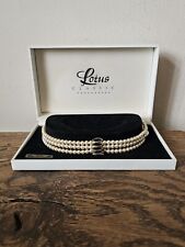 Vintage Classic Lotus 3 Strand Choker - Simulated Pearls. 14-17 inches with box