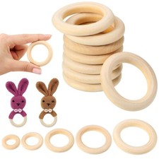 Natural Wooden Linking Rings Crafts Hoops - Macrame, Jewellery-Plain Organic DIY