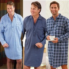 Mens Brushed Cotton Stripe/Check Nightshirt Size M, L, XL, XXL, 3XL, 4XL, 5XL