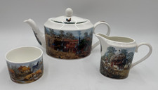 Danbury Mint Teapot Sugar Bowl Milk Jug Days on the Farm Michael Herring Signed