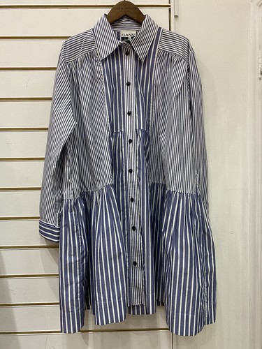 Stripe cotton wide mini shirt - stripe,