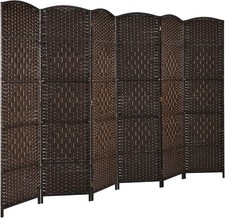6 Panel Brown Wicker Folding