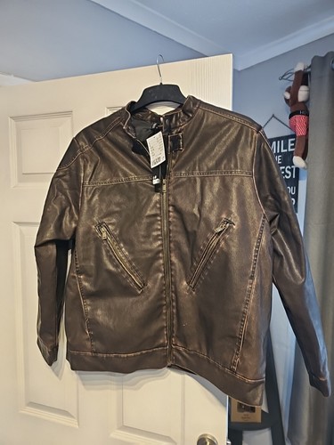 Faux leather jacket size m - faux,