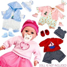 Set of Two 18” Baby Doll Outfits, Boy & Girl, Dresses, Romper Clothes BiBi Doll