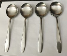 Vintage 4 X Old Olde Hall CAMPDEN 17cm Stainless Steel Soup Spoons Cutlery
