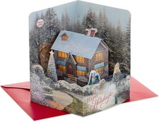 Snowy Cottage with Deck the Halls Sound Happy Holidays Musical Christmas Card