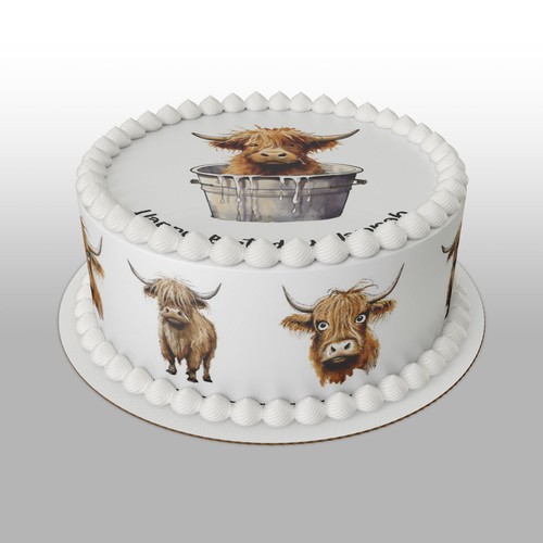 Highland cow pre cut edible - cow,