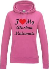 I Love My Alaskan Malamute Dog Womens Ladies Hoody Hooded Sweatshirt Gift