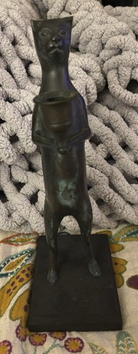 Metal cat butler statue - cat,