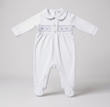 Baby boy white spanish smocked