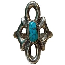  Exquisite Navajo Sand Cast Sterling Silver Candelaria Turquoise Ringsz8