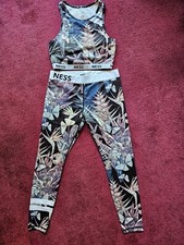 NESS FIT, High waist-Full length leggings and top (set), Nature pattern (Medium)