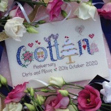 Nia Cotton Wedding Anniversary Word Counted Cross Stitch Kit