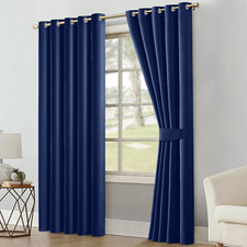 Thick Thermal Blackout Curtains Ready Made Eyelet Ring Top Pair Panel +Tie Backs
