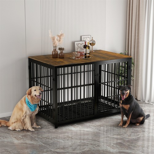 Rustic wooden dog crate - rustic, pet