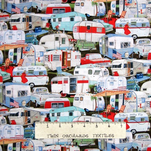 Camper fabric vintage - fabric,