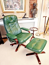 A Stunning & Comfortable, Vintage Stressless Style, Swivel Armchair & Footstool