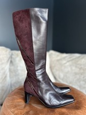 Brunella Burgundy Leather/suede Knee High Boots. Made In Italy UK 7 (40)