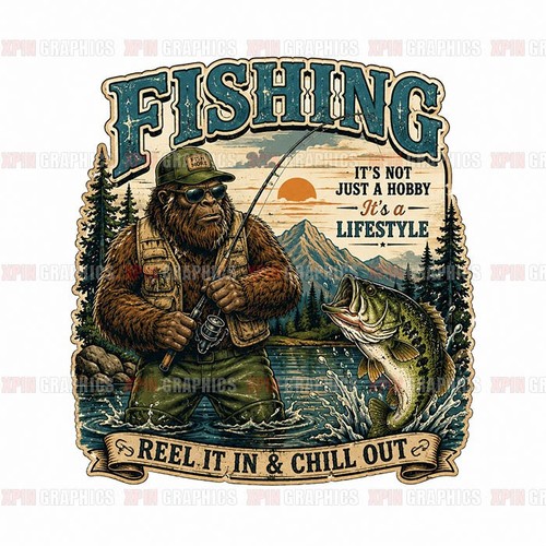 Bigfoot fishing fish - fishing, bass