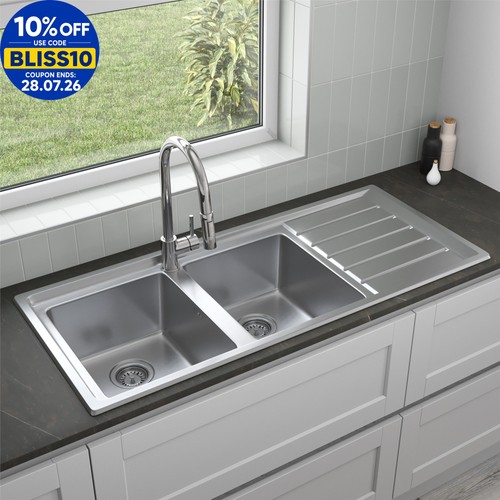 Stainless steel double bowl - steel,