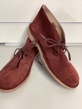 Seasalt Burgundy Suede Lace Up Leather Desert Boots Shoes UK 4 [DE]