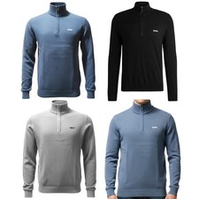 Hugo Boss Half Zip Mock Neck Men’s Cotton Jumpers | Regular Fit Pullovers