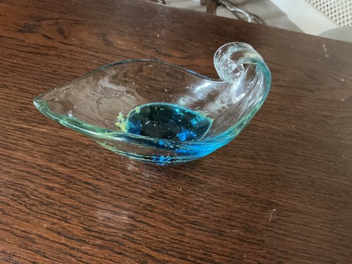 Vintage mdina glass blue - blue, green