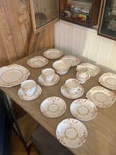 collection of Delphine China tableware, Has a pattern with autumnal elements