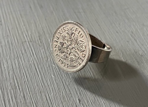 Vintage 1953 sixpence coin - vintage,